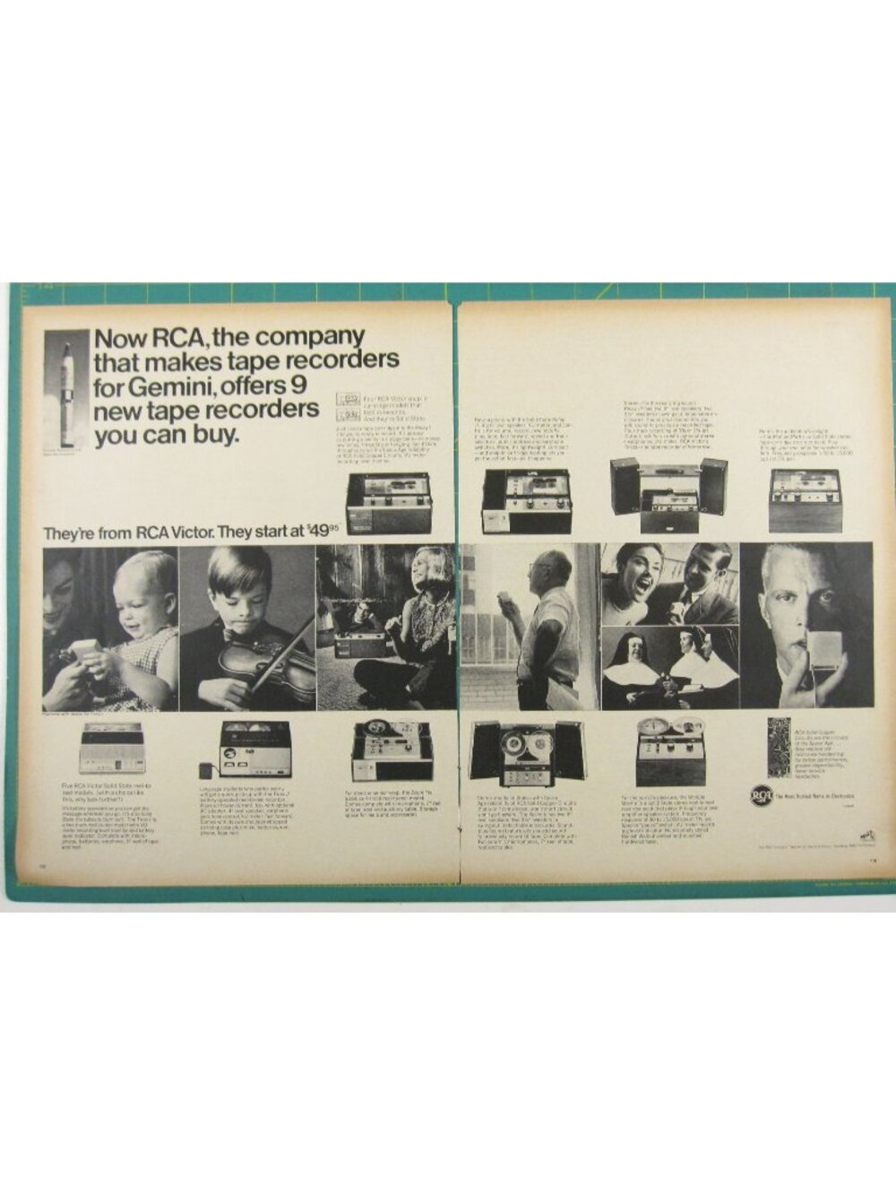 Print Ad RCA 9 Tape Recorders 1960s Reel To Reel Solid State 2 Page AD Vintage
